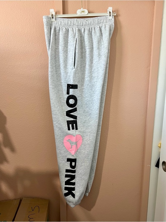 PINK Victoria's Secret Light Gray Zip-Up Sweatshirt with Pink Logo & Joggers Set - Picture 10 of 14